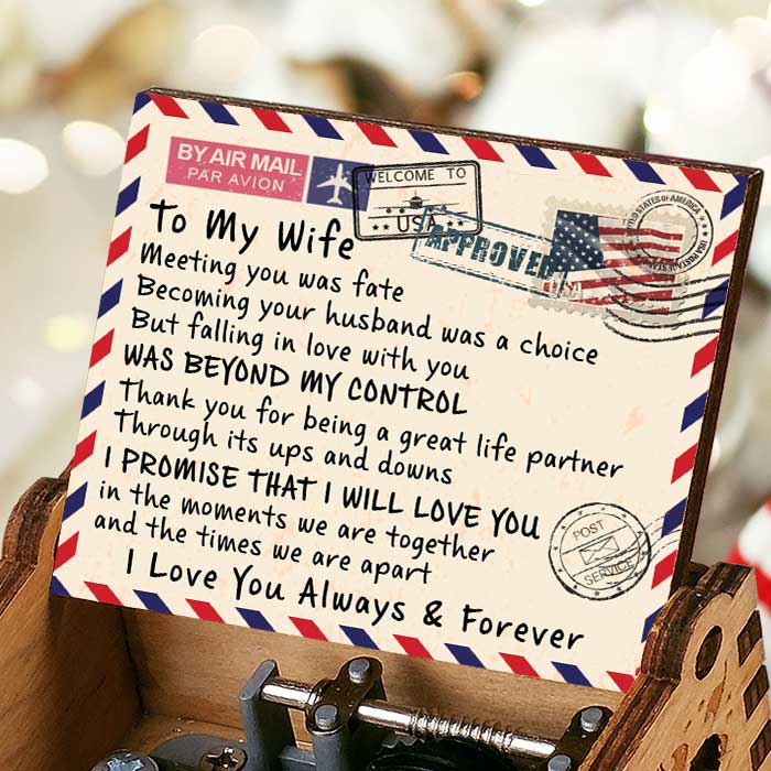 Amslols - “Thanks for Being a Great Life Partner” Wooden Music Box – Romantic Gift for Husband, Wife, or Couple