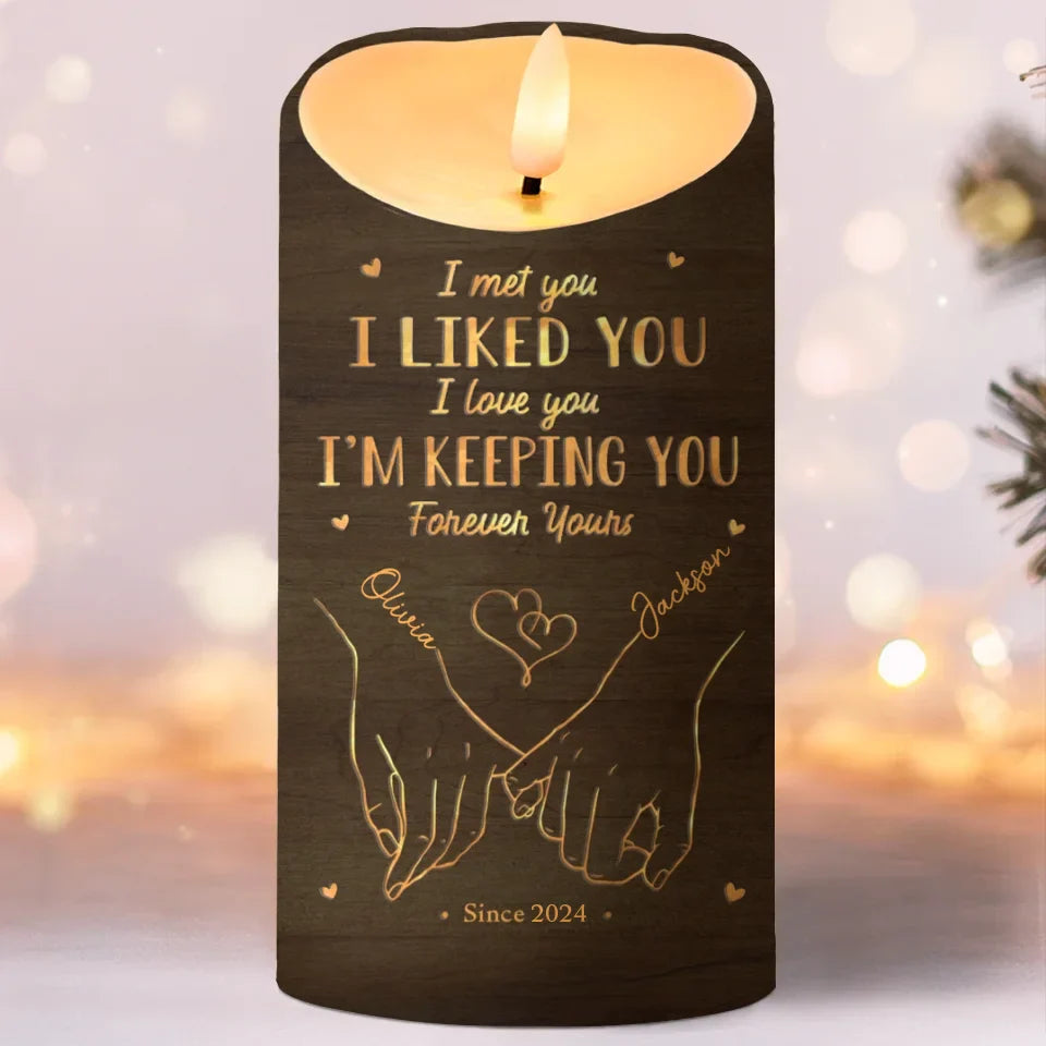 Amslols -  “You’re My Happy Place” Personalized LED Candle – Custom Romantic Gift for Husband or Wife, Perfect for Anniversary or Valentine’s Day