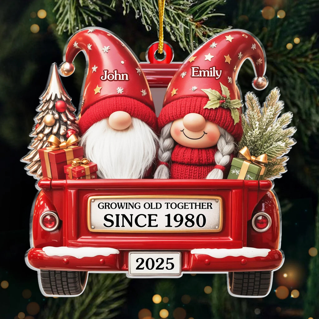 Amslols - “Growing Old, Staying Merry” Custom Acrylic Ornament – Personalized Anniversary, Christmas & Wedding Gift for Husband and Wife